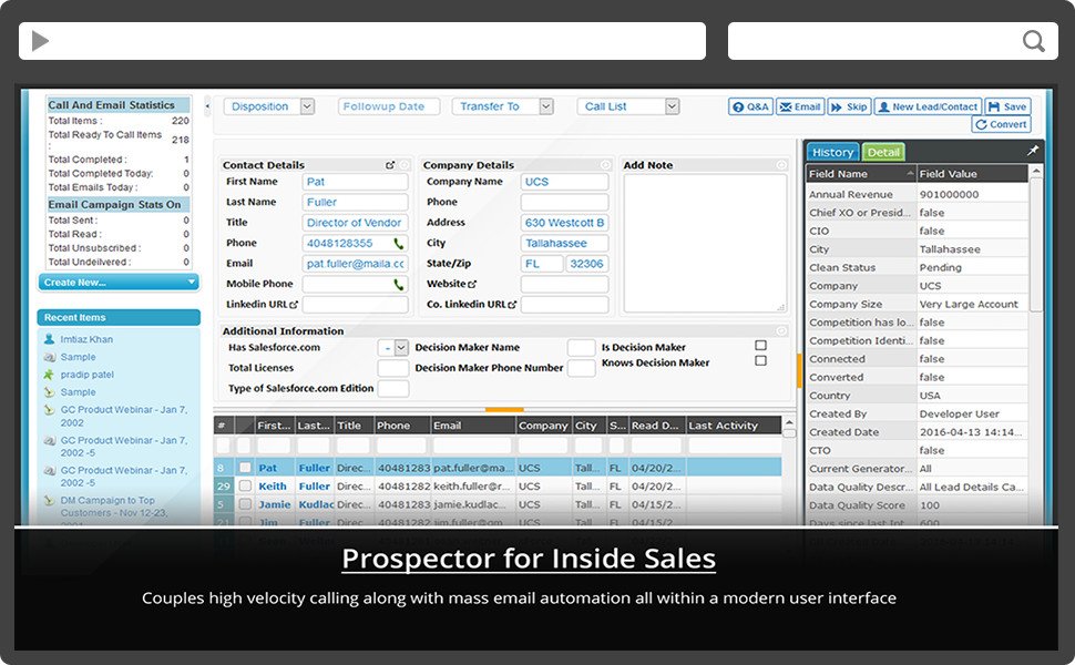 Prospector For Salesforce.com - AMP your Inside Sales - Screen Shot 2